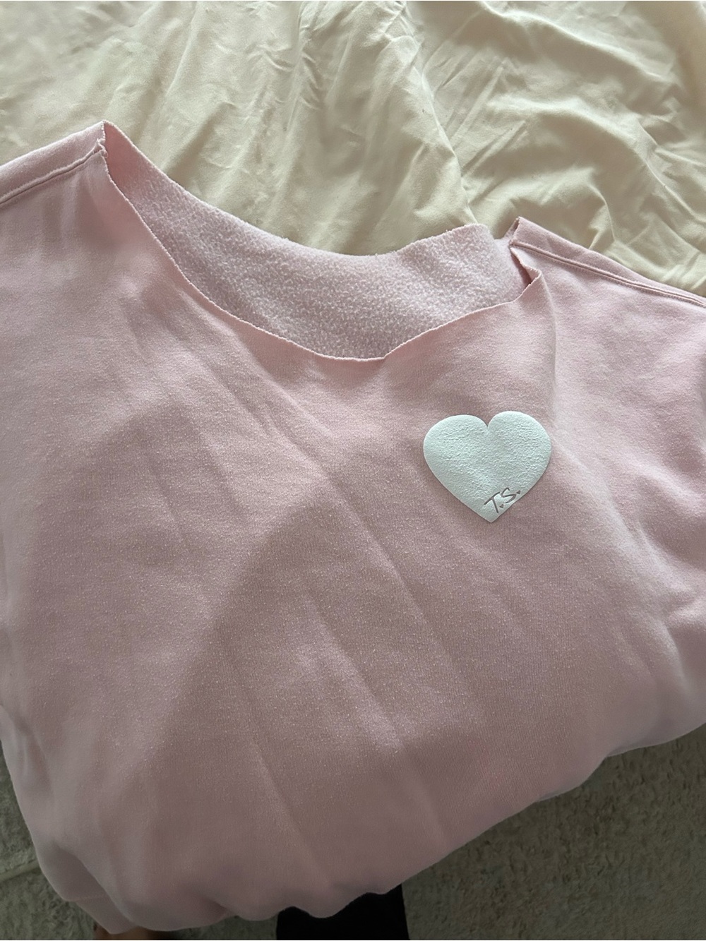 Pink Heart Sweatshirt with White Heart Patch